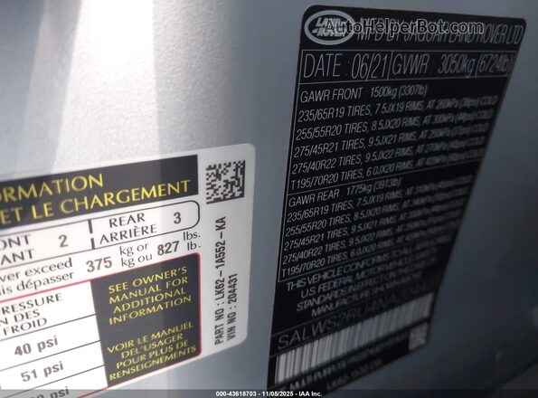 SALWS2RU4NA204431 2022 LAND ROVER RANGE ROVER SPORT Серебряный Вид подкапотного пространства