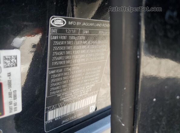 SALWV2SV1KA838513 2019 LAND ROVER RANGE Черный Панорамный вид салона 360°