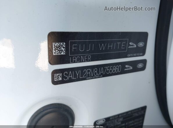 SALYL2RV8JA755860 2018 LAND ROVER RANGE ROVER VELAR Белый Вид подкапотного пространства
