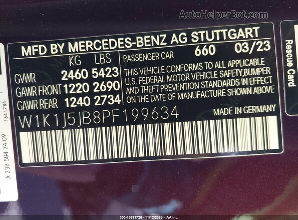 W1K1J5JB8PF199634 2023 MERCEDES-BENZ E-CLASS Бордовый Вид подкапотного пространства