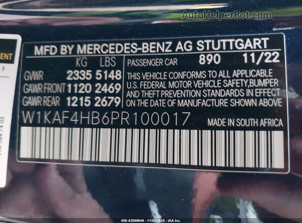 W1KAF4HB6PR100017 2023 MERCEDES-BENZ C-CLASS Blue Widok komory silnika