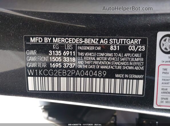 W1KCG2EB2PA040489 2023 MERCEDES-BENZ EQS 450 Gray Вид підкапотного простору