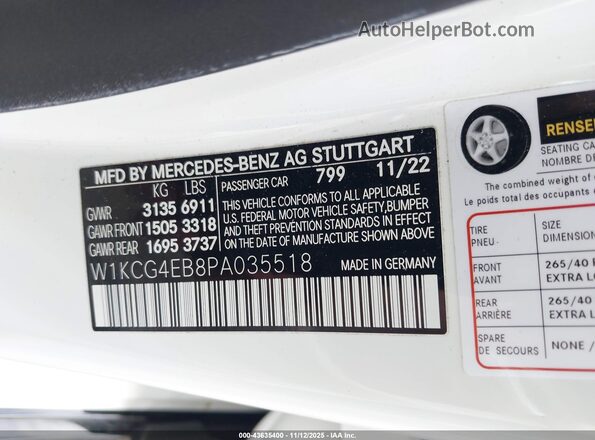 W1KCG4EB8PA035518 2023 MERCEDES-BENZ EQS 580 Белый Вид подкапотного пространства