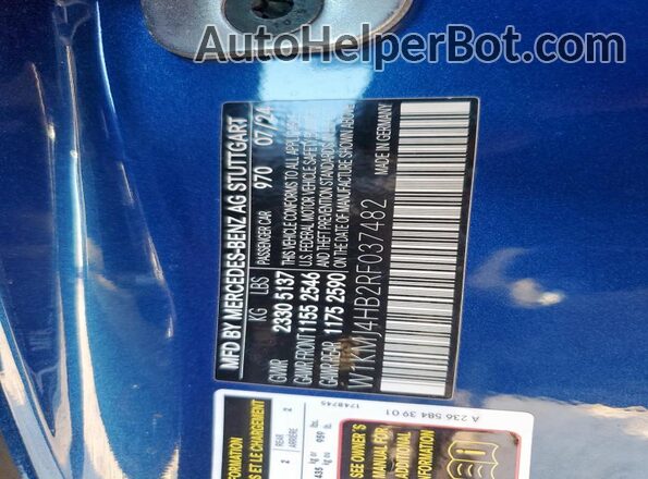 W1KMJ4HB2RF037482 2024 MERCEDES-BENZ CLE Blue Vista de la etiqueta del VIN
