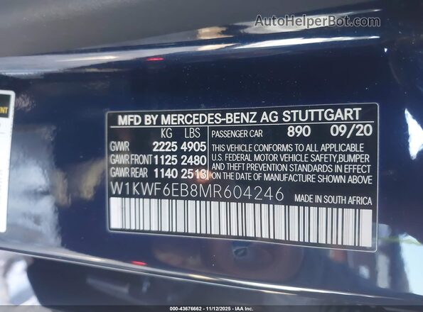 W1KWF6EB8MR604246 2021 MERCEDES-BENZ AMG C 43 Dark Blue Widok komory silnika