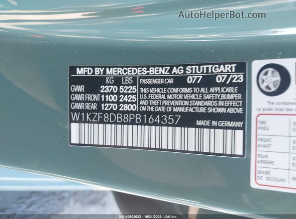 W1KZF8DB8PB164357 2023 MERCEDES-BENZ E-CLASS Green Widok komory silnika