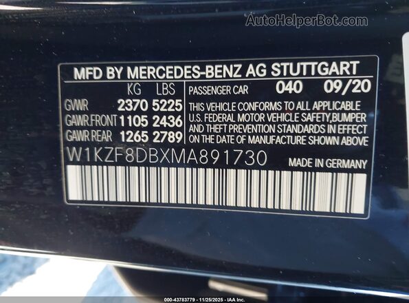 W1KZF8DBXMA891730 2021 MERCEDES-BENZ E-CLASS Black Vista del compartimento del motor