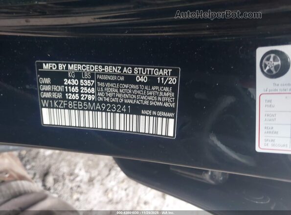 W1KZF8EB5MA923241 2021 MERCEDES-BENZ E-CLASS Черный Вид подкапотного пространства