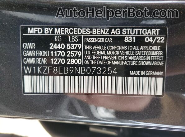 W1KZF8EB9NB073254 2022 MERCEDES-BENZ E Серый Вид подкапотного пространства