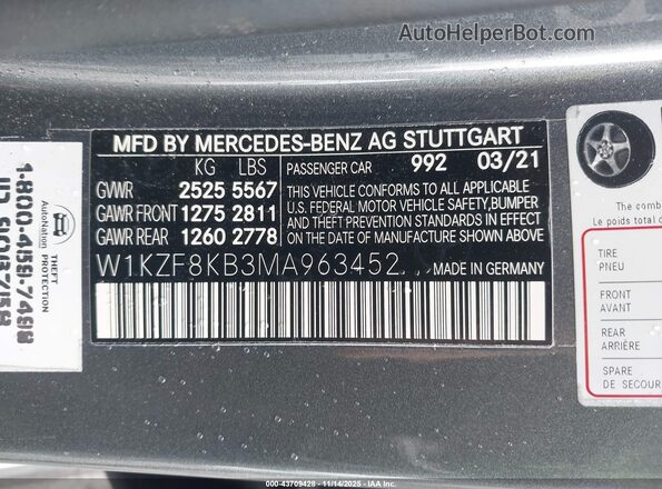 W1KZF8KB3MA963452 2021 MERCEDES-BENZ AMG E 63 Gray Widok komory silnika
