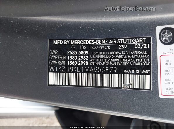 W1KZH8KB1MA956879 2021 MERCEDES-BENZ AMG E 63 Серый Вид подкапотного пространства