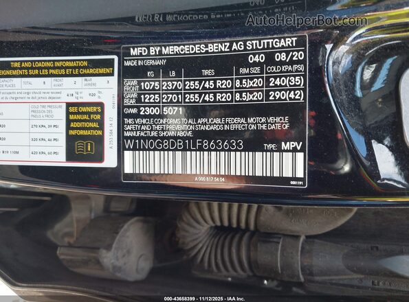 W1N0G8DB1LF863633 2020 MERCEDES-BENZ GLC 300 Черный Вид подкапотного пространства