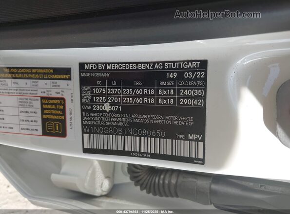 W1N0G8DB1NG080650 2022 MERCEDES-BENZ GLC 300 White Widok komory silnika