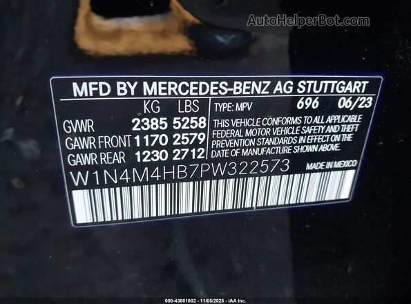 W1N4M4HB7PW322573 2023 MERCEDES-BENZ GLB-CLASS Черный Вид подкапотного пространства