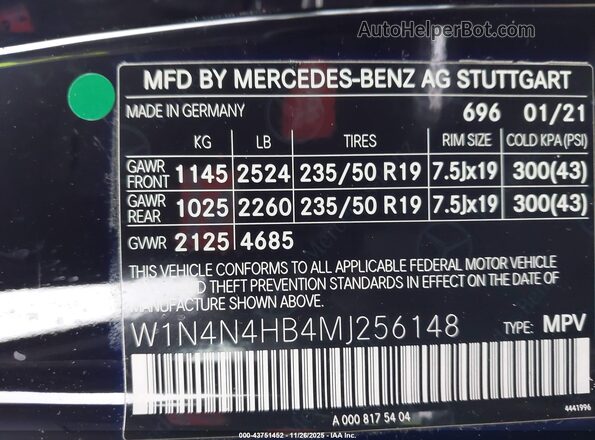 W1N4N4HB4MJ256148 2021 MERCEDES-BENZ GLA 250 Black Вид підкапотного простору