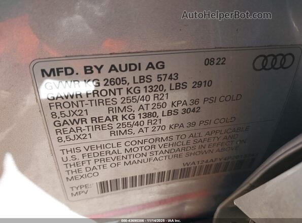 WA124AFY4P2013343 2023 AUDI SQ5 Серебряный Вид подкапотного пространства