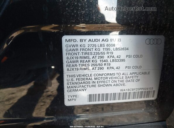 WA1BCBFZ0PP024103 2023 AUDI Q4 Black Շարժիչի բաժամունքի տեսք