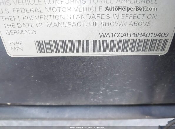 WA1CCAFP8HA019409 2017 AUDI SQ5 Серый Вид подкапотного пространства