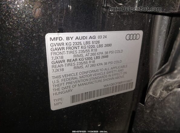 WA1DECF36R1115807 2024 AUDI Q3 Black Вид підкапотного простору