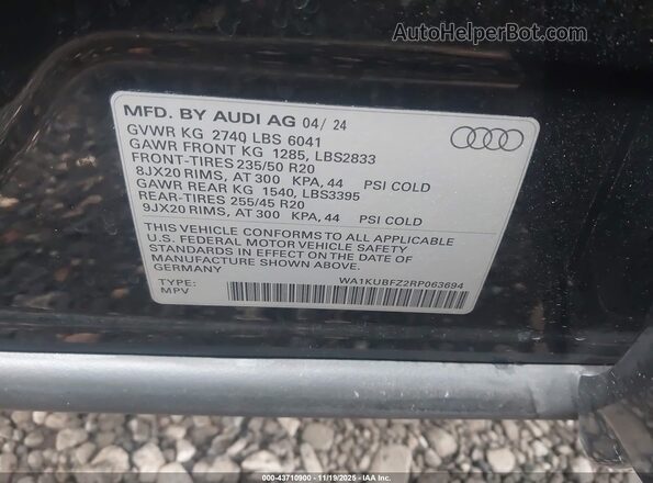 WA1KUBFZ2RP063694 2024 AUDI Q4 Черный Вид подкапотного пространства