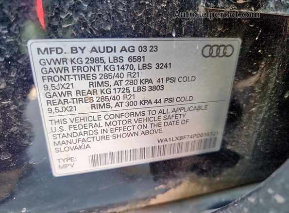 WA1LXBF74PD018121 2023 AUDI Q7 Черный Вид наклейки с VIN-кодом