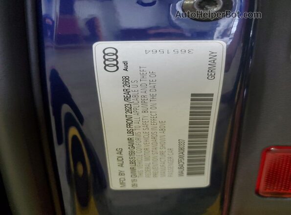WAUB4CF5XKA080337 2019 AUDI S5 Синий Вид подкапотного пространства