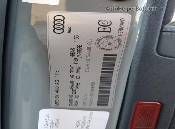 WAUC4AF40KA018638 2019 AUDI S4 Серый Вид подкапотного пространства
