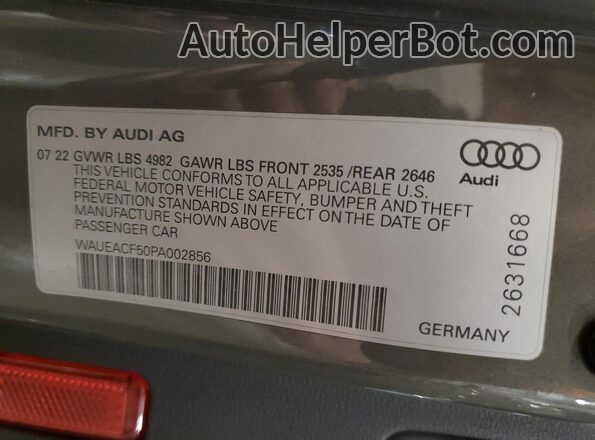 WAUEACF50PA002856 2023 AUDI OTHER Серый Вид подкапотного пространства