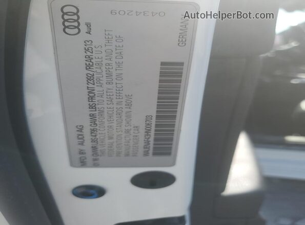 WAUENAF43HN006703 2017 AUDI OTHER Белый Вид наклейки с VIN-кодом