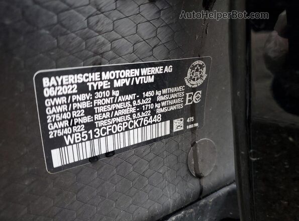 WB513CF06PCK76448 2023 BMW IX Black Vista de la etiqueta del VIN