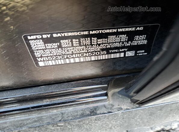 WB523CF04RCN52035 2024 BMW IX Black Вид наклейки з VIN-кодом