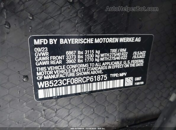 WB523CF08RCP61875 2024 BMW IX Silver Vista del compartimento del motor