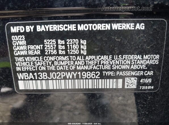 WBA13BJ02PWY19862 2023 BMW OTHER Черный Вид подкапотного пространства