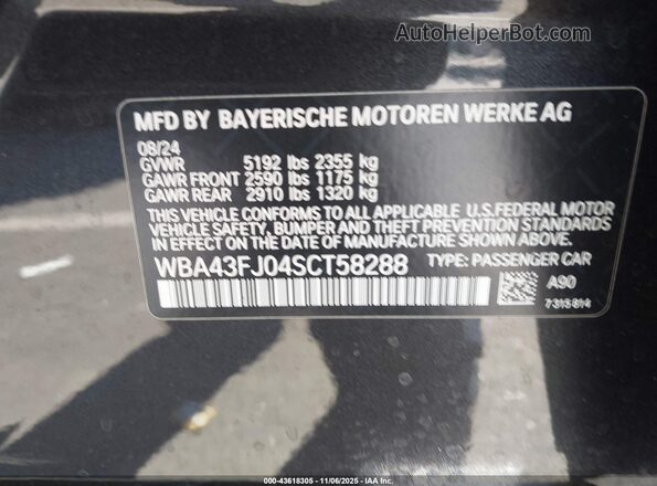 WBA43FJ04SCT58288 2025 BMW OTHER Gray Engine compartment view