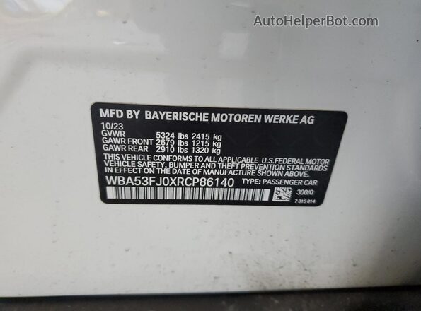 WBA53FJ0XRCP86140 2024 BMW 5 SERIES White ძრავის განყოფილების ხედი