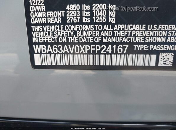 WBA63AV0XPFP24167 2023 BMW OTHER Gray Vista del compartimento del motor