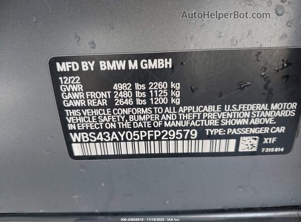 WBS43AY05PFP29579 2023 BMW M3 Серый Вид подкапотного пространства