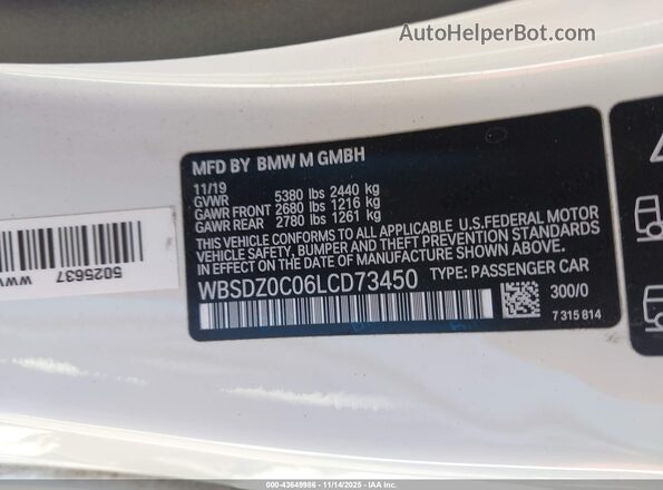 WBSDZ0C06LCD73450 2020 BMW M8 Белый Вид подкапотного пространства