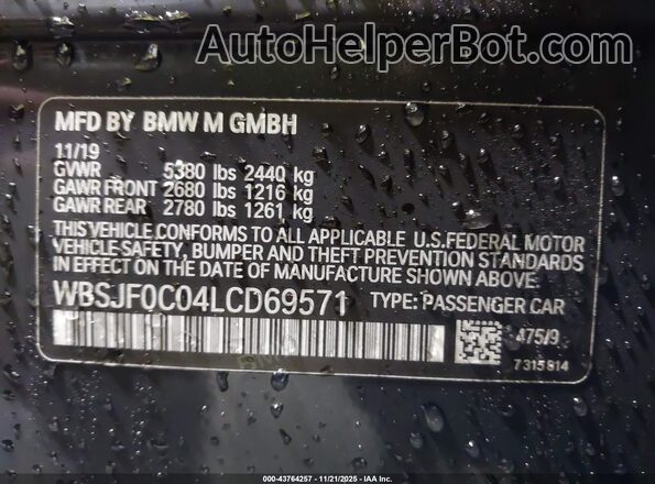 WBSJF0C04LCD69571 2020 BMW M5 Темно-бордовый Вид подкапотного пространства
