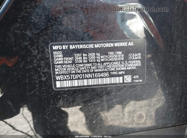 WBX57DP01NN169486 2022 BMW X3 Black Vista del compartimento del motor