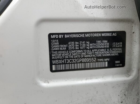 WBXHT3C32GP889552 2016 BMW X1 White Engine compartment view