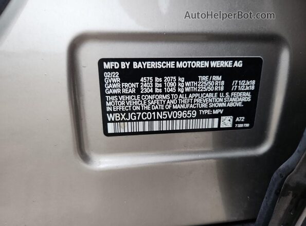 WBXJG7C01N5V09659 2022 BMW X1 Желто-коричневый Вид подкапотного пространства