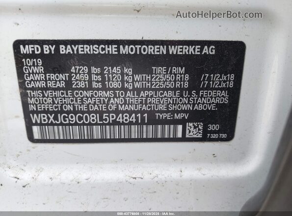 WBXJG9C08L5P48411 2020 BMW X1 White Widok komory silnika
