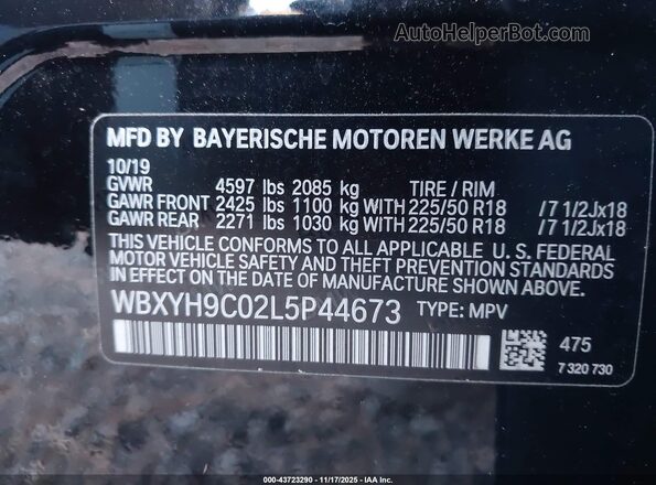 WBXYH9C02L5P44673 2020 BMW X2 Черный Вид подкапотного пространства