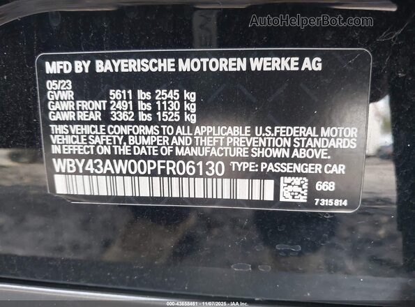 WBY43AW00PFR06130 2023 BMW I4 Черный Вид подкапотного пространства
