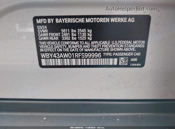 WBY43AW01RFS99996 2024 BMW I4 White Widok komory silnika