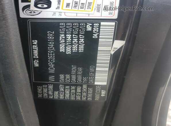 WD4PG2EE9J3461892 2018 MERCEDES-BENZ METRIS Черный Вид наклейки с VIN-кодом