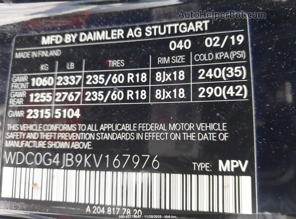 WDC0G4JB9KV167976 2019 MERCEDES-BENZ GLC 300 Black Widok komory silnika