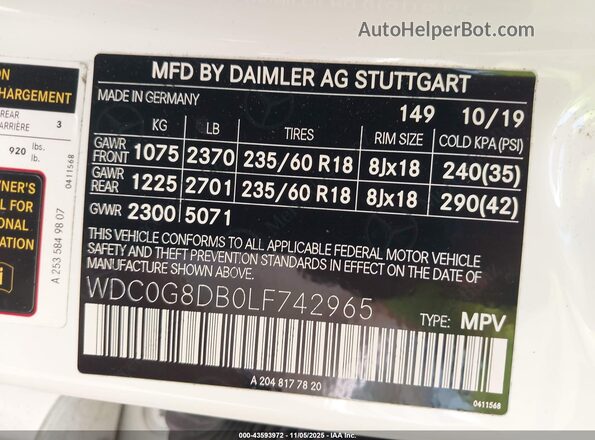 WDC0G8DB0LF742965 2020 MERCEDES-BENZ GLC 300 White Շարժիչի բաժամունքի տեսք