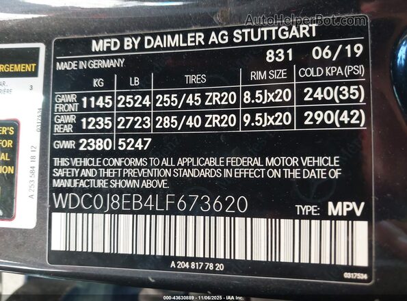 WDC0J8EB4LF673620 2020 MERCEDES-BENZ GLC 300 COUPE Черный Вид подкапотного пространства